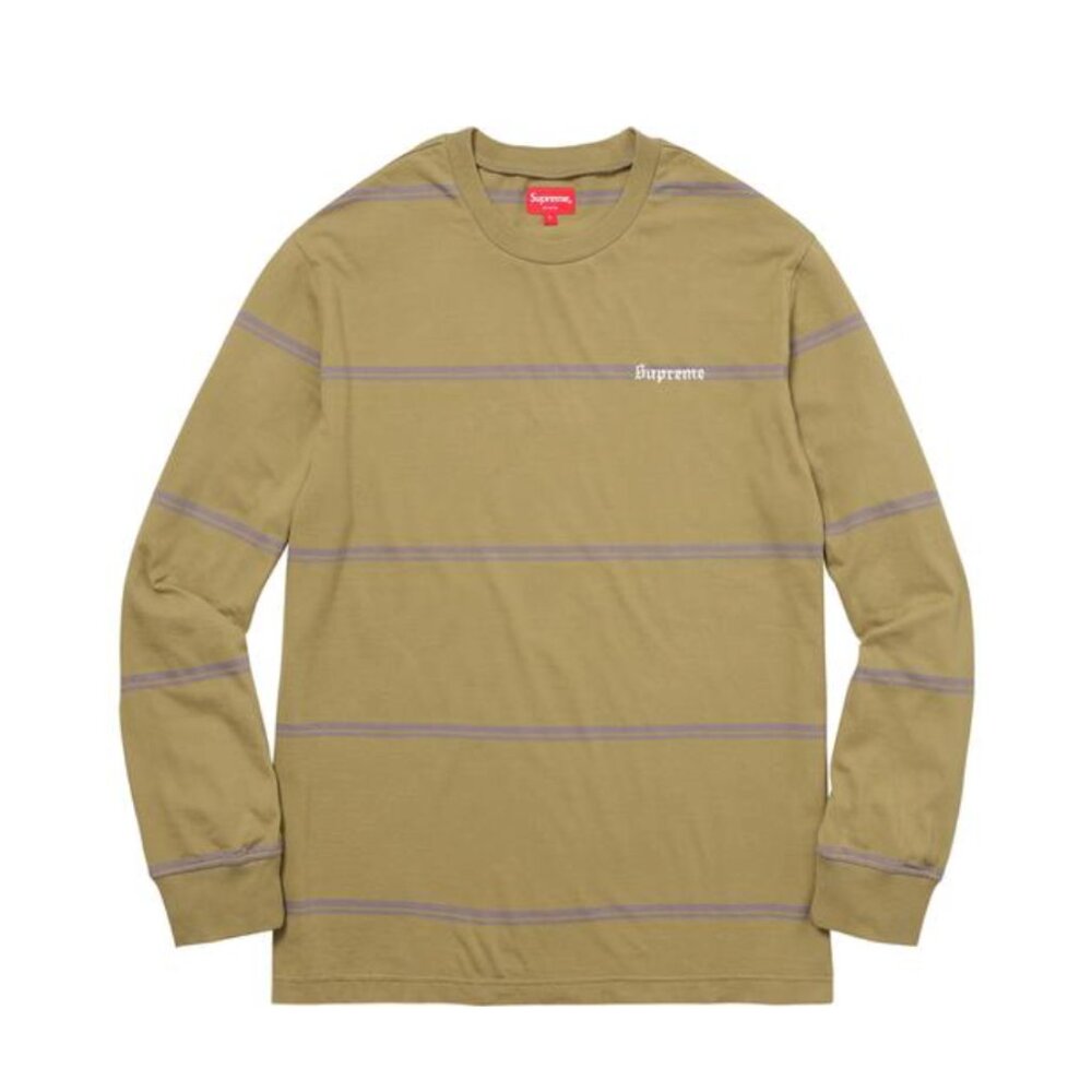NWT SUPREME STRIPED L/S TOP T-SHIRTS OLIVE L